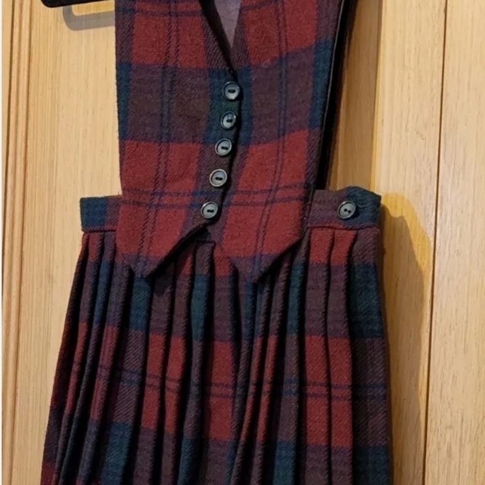 Cobra Wool Mixture Made In Ireland Tartan Plaid Pleated Girls Jumper Dress - Picture 3 of 12